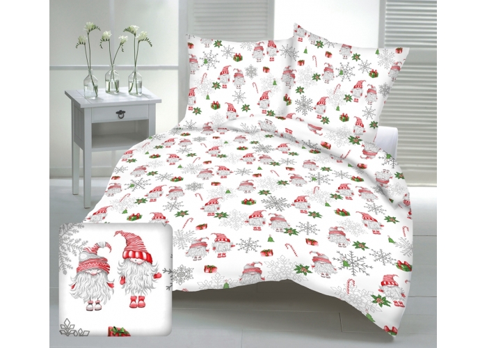 Tkanina bawełniana KRASNALE NA BIAŁYM - 140g/m²/160cm